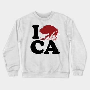 California I FLEE (flea) CA, I Left California, Funny I Love California Parody Crewneck Sweatshirt